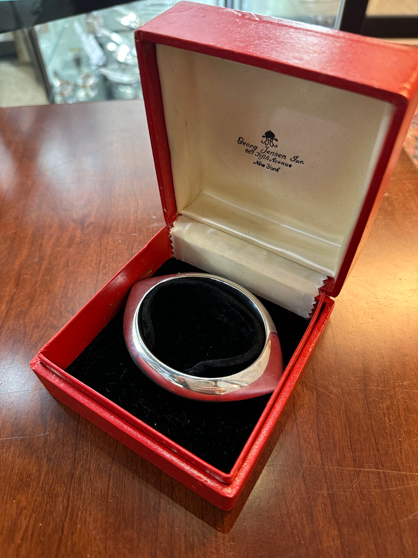 Estate Georg Jensen Sterling Silver Bangle Design No. 111 by Nanna Ditzel with Gift Box