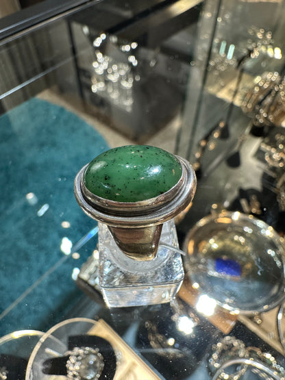 Estate Georg Jensen Sterling Silver Jade Ring by Harald Nielsen No 46A