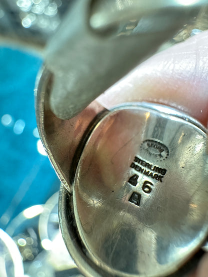 Estate Georg Jensen Sterling Silver Jade Ring by Harald Nielsen No 46A