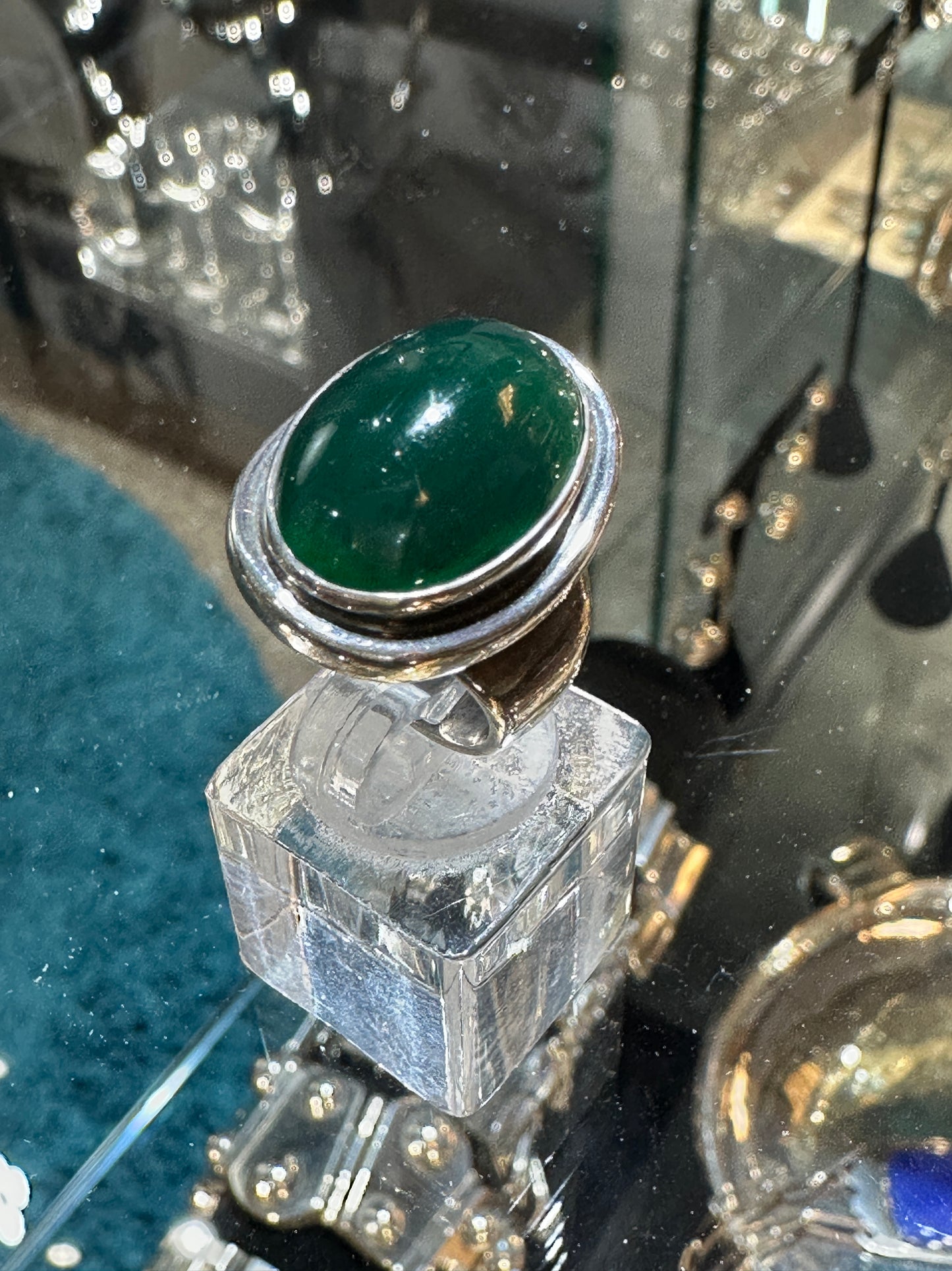 Estate Georg Jensen Sterling Silver Jade Ring by Harald Nielsen No 46A