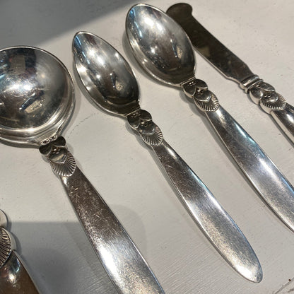 Estate Georg Jensen Sterling Silver Flatware in the “Cactus” Pattern Service for 12 with Serving Pieces by Gundorph Albertus (100 Pieces)