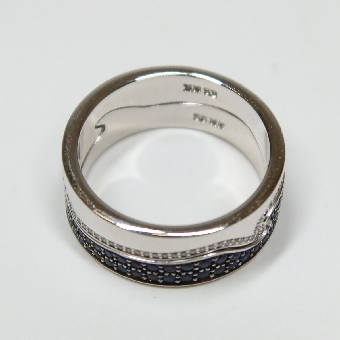 Georg Jensen 2 Piece 18K White Gold "Fusion" Ring with Diamonds and Sapphires by Nina Koppel