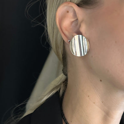 Estate Concave Curve Circle Clip-on Earrings by Tone Vigeland