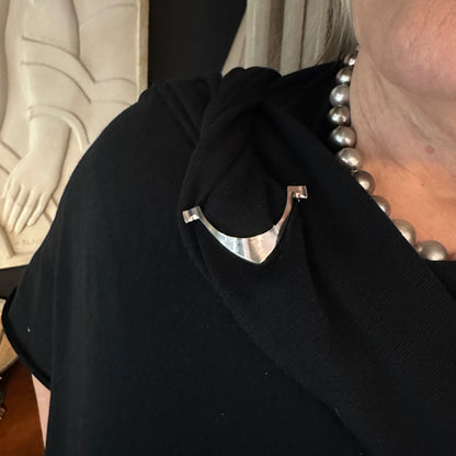 Estate Sterling Silver Modernist "Hook" Brooch by Tone Vigeland