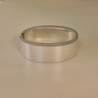 Estate Sterling Silver Wide Oval Bangle by Jondell