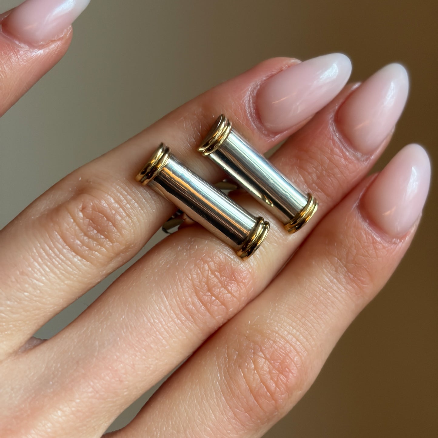 Tiffany & Co. Sterling Silver and 18kt Gold Bar Cufflinks