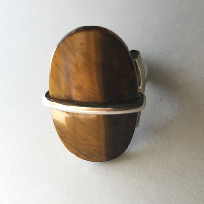 Georg Jensen Sterling Silver Ring No.190 with Tiger Eye, by Vivianna Torun