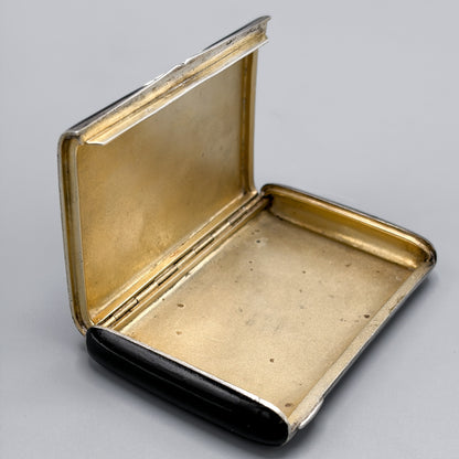 Estate Art Deco 935 Silver and Enamel Calling Card Case with Inlayed Carved Jade
