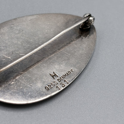 Estate Hans Hansen Retrofuturist Silver Brooch with Enamel Inlay Designed By Bent Gabrielsen