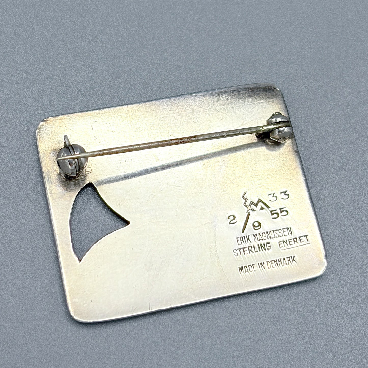 Estate Sterling Silver and Enamel Modernist Brooch by Erik Magnussen