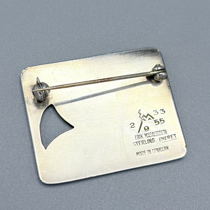 Estate Sterling Silver and Enamel Modernist Brooch by Erik Magnussen
