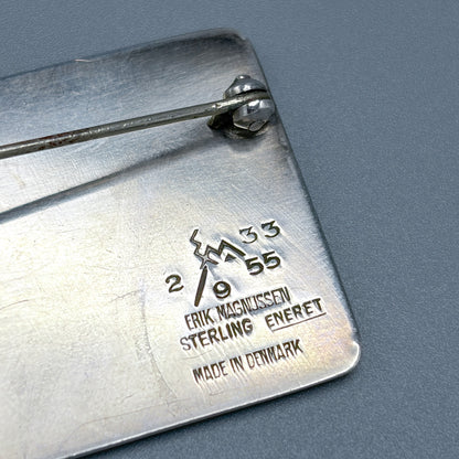 Estate Sterling Silver and Enamel Modernist Brooch by Erik Magnussen