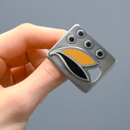 Estate Sterling Silver and Enamel Modernist Brooch by Erik Magnussen