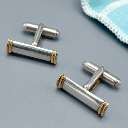 Tiffany & Co. Sterling Silver and 18kt Gold Bar Cufflinks