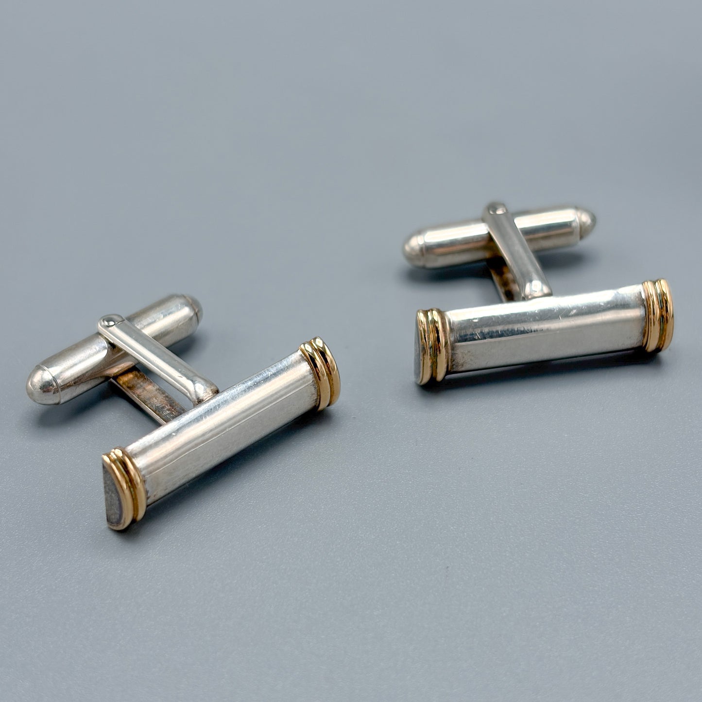 Tiffany & Co. Sterling Silver and 18kt Gold Bar Cufflinks