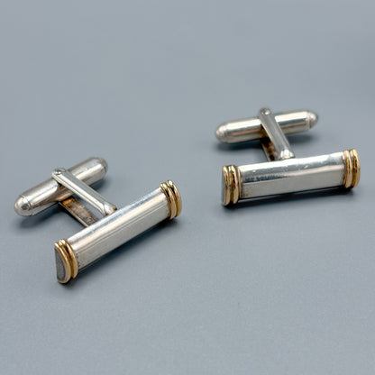 Tiffany & Co. Sterling Silver and 18kt Gold Bar Cufflinks