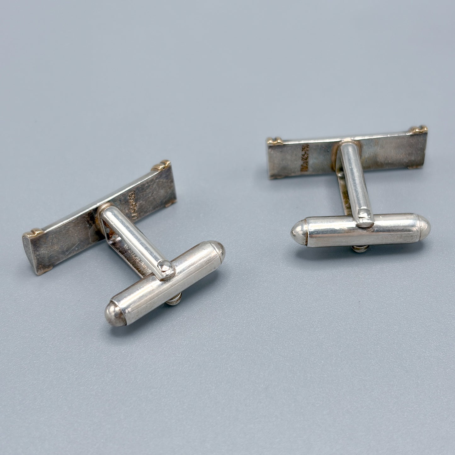 Tiffany & Co. Sterling Silver and 18kt Gold Bar Cufflinks