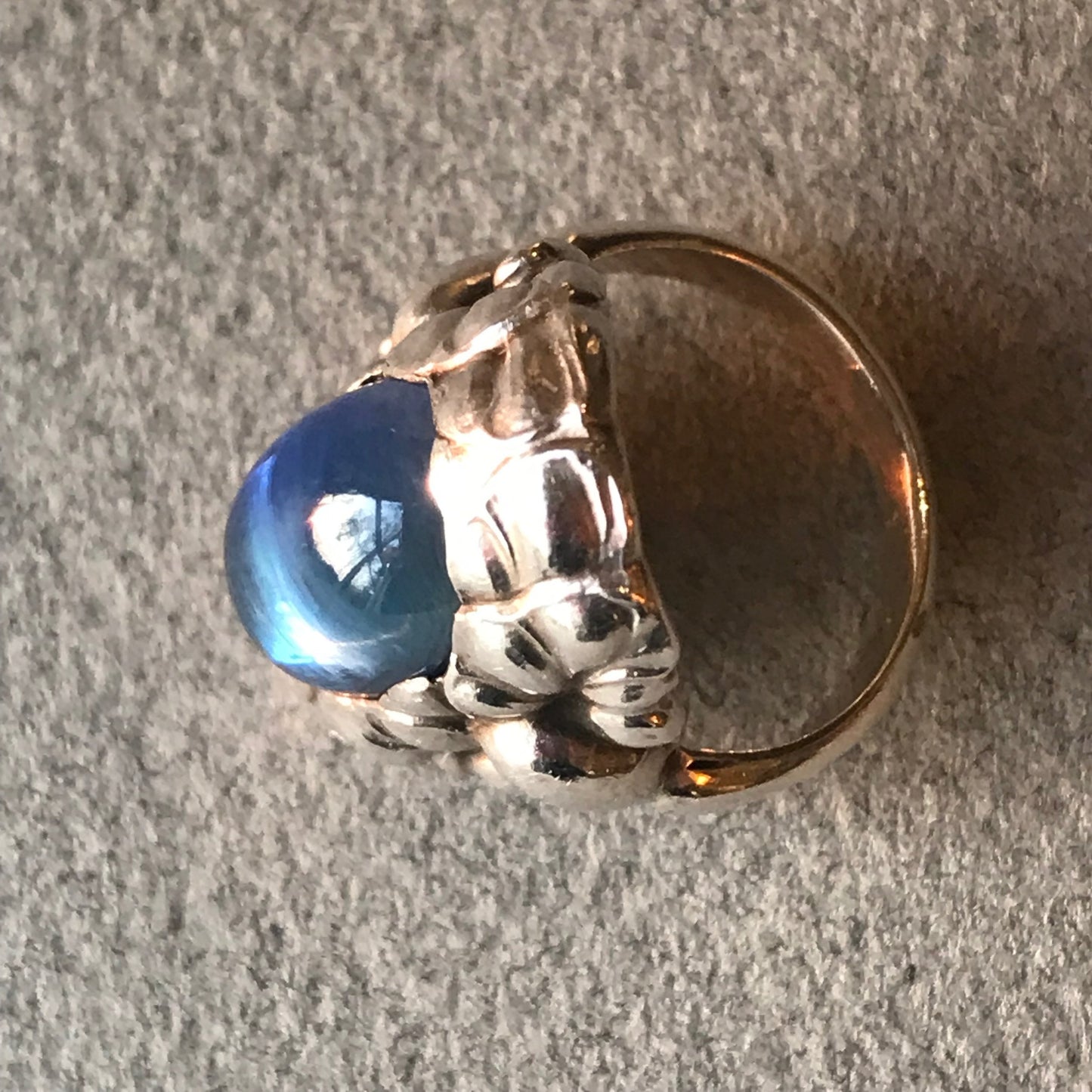 Georg Jensen Sterling Silver Ring No. 11 with Synthetic Sapphire