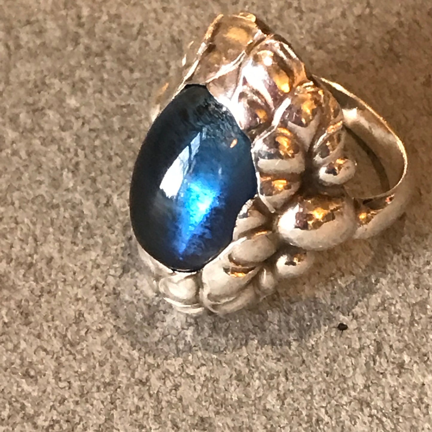 Georg Jensen Sterling Silver Ring No. 11 with Synthetic Sapphire