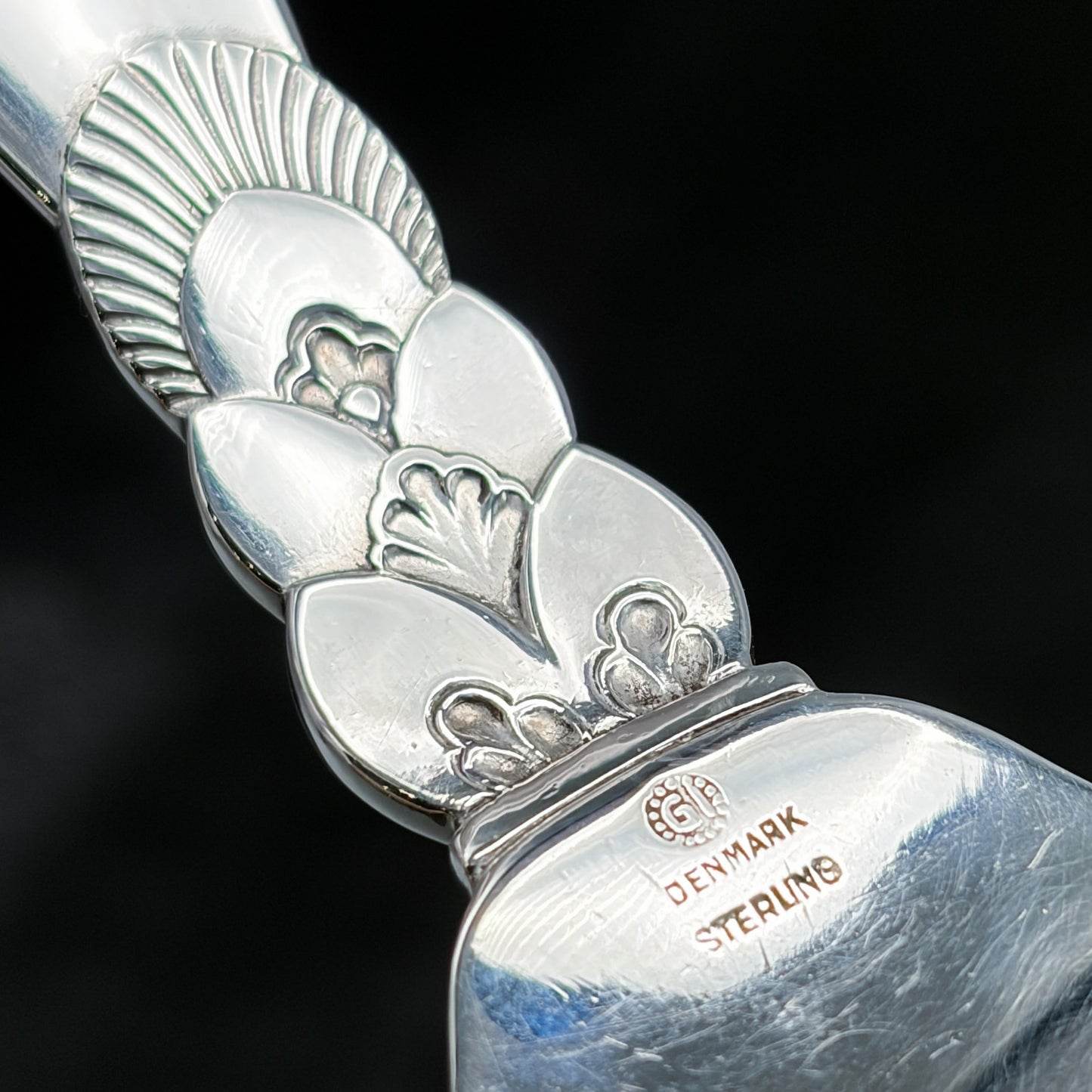 Estate Georg Jensen Sterling Silver Cactus Fish Serving Fork