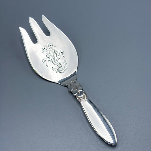 Estate Georg Jensen Sterling Silver Cactus Fish Serving Fork