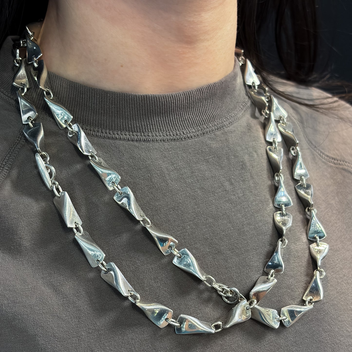 Estate Georg Jensen Sterling Silver Necklace Pair by Edvard Kindt-Larsen no 104 A