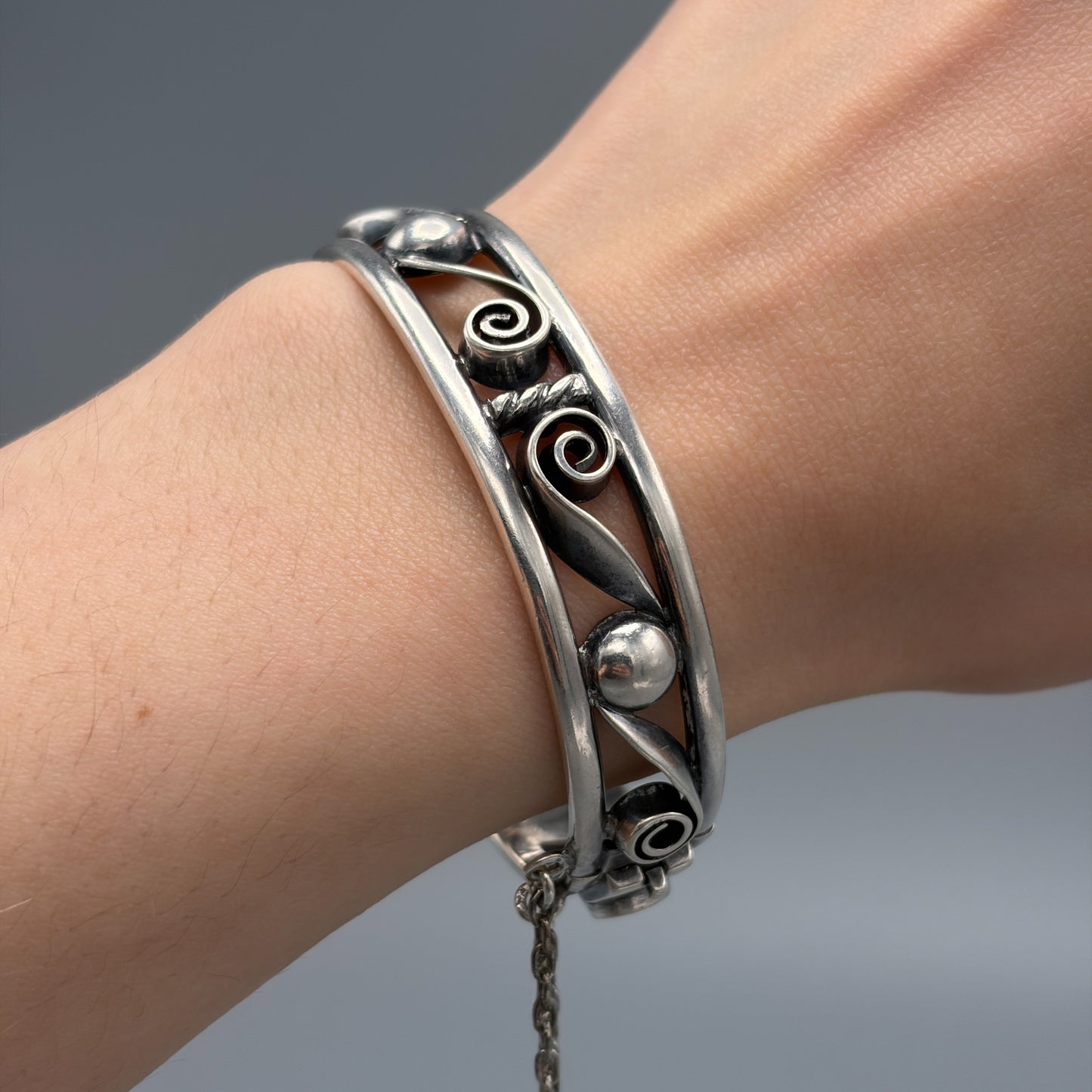 Estate Arts & Crafts Sterling Silver Bangle  by Kalo