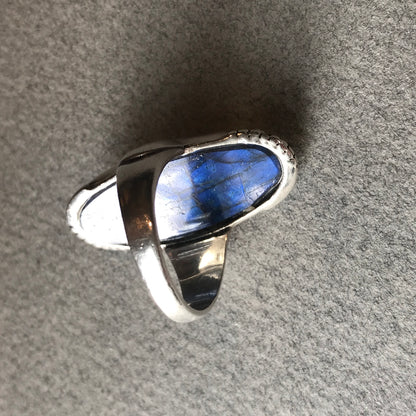 Georg Jensen Art Nouveau Sterling Silver Ring No. 18 With Labradorite.