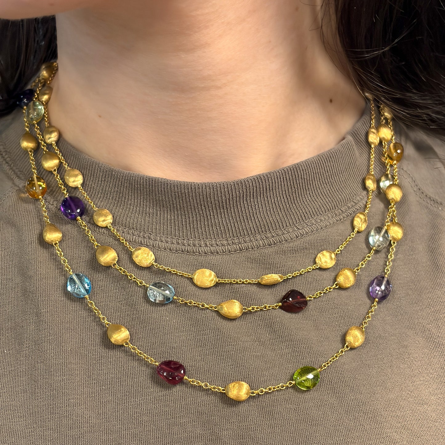 Estate Marco Bicego 18K Yellow Gold Medium Size Bean Chain Necklace
