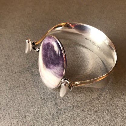 Georg Jensen Sterling Silver Bangle No. 203 With Amethyst by Vivianna Torun