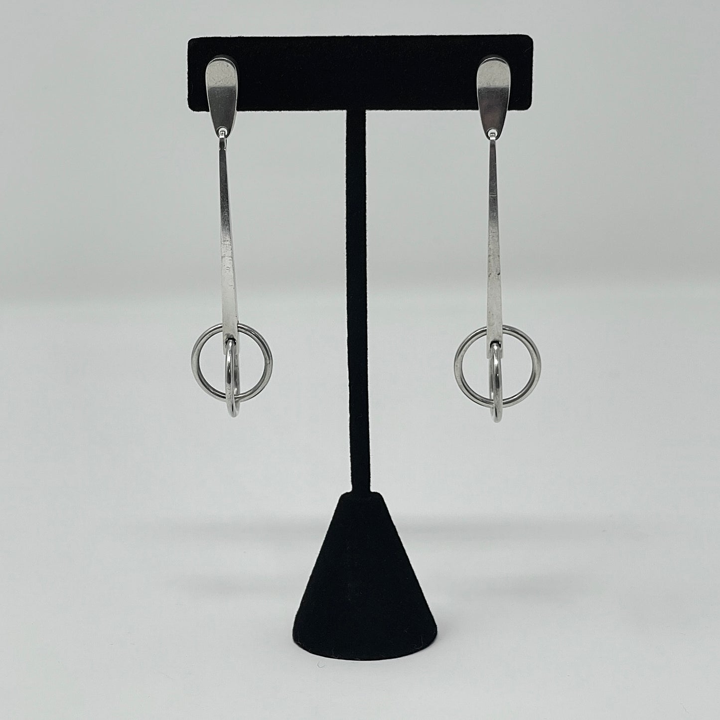 Estate Georg Jensen Geometric Post Back Earrings by Bent Gabrielsen No 196
