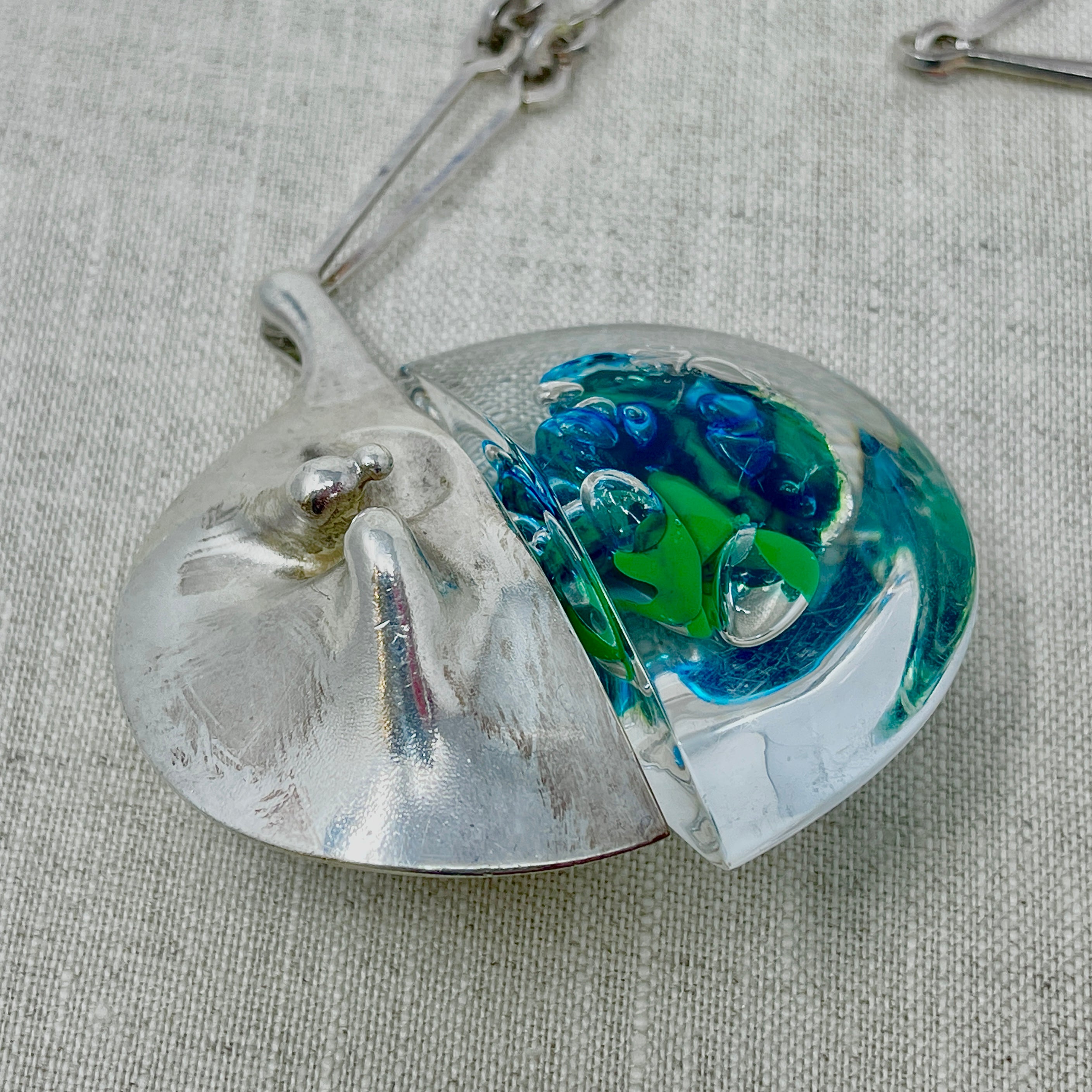 Estate Lapponia Sterling Silver and Acrylic Large 