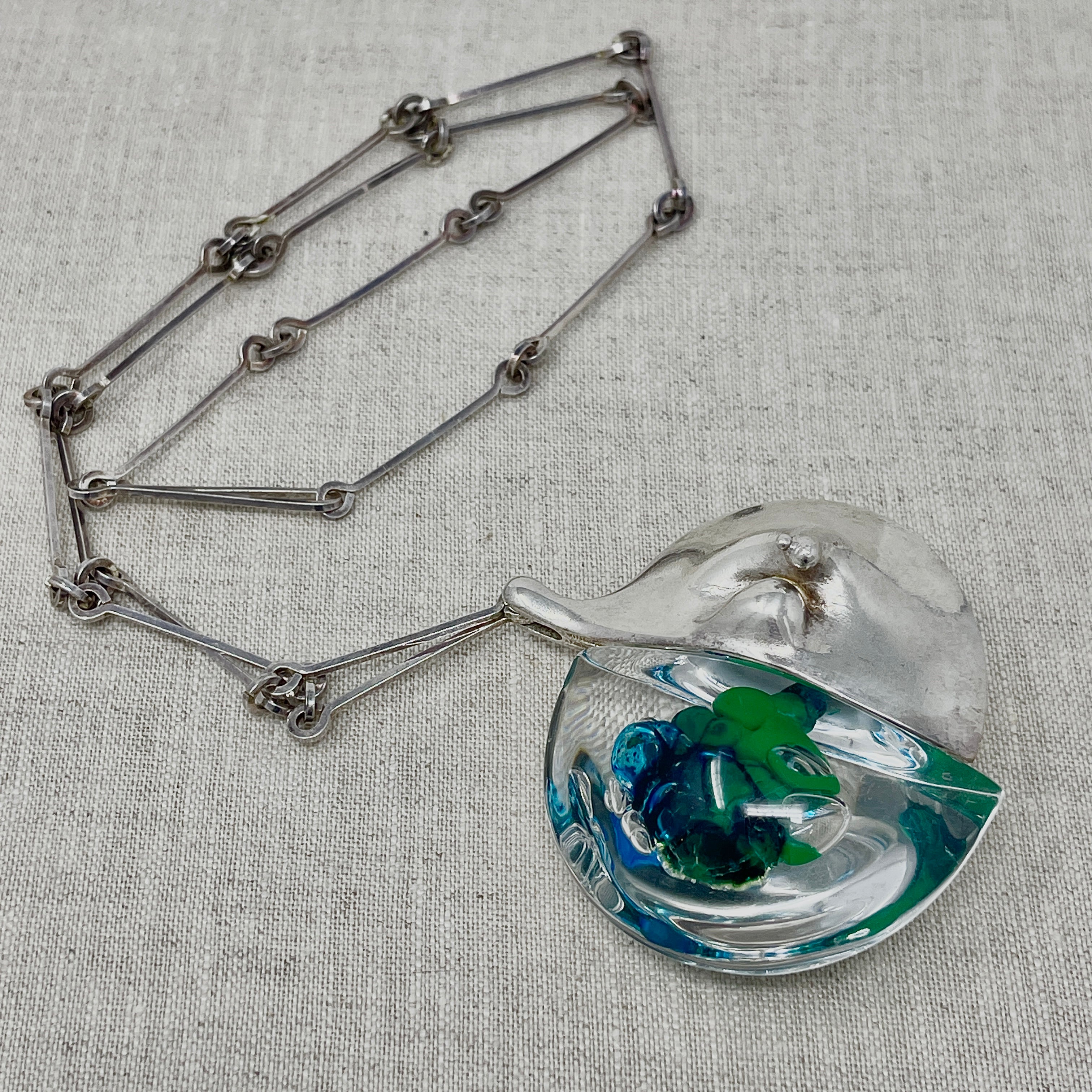 Estate Lapponia Sterling Silver and Acrylic Large 