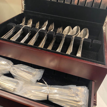 Estate Georg Jensen Sterling Silver Flatware in the "Pyramid" Pattern Service of 12 (84 Pieces)