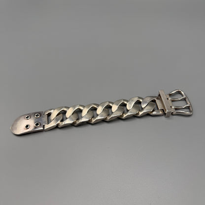 Estate Hermes Bookle Serie TGM Curb Chain Belt Clasp Bracelet