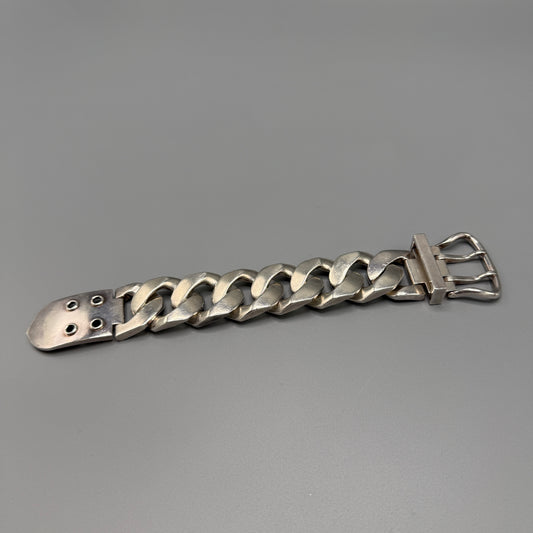 Estate Hermes Bookle Serie TGM Curb Chain Belt Clasp Bracelet