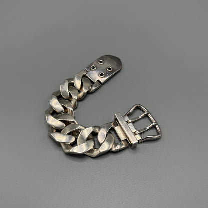 Estate Hermes Bookle Serie TGM Curb Chain Belt Clasp Bracelet