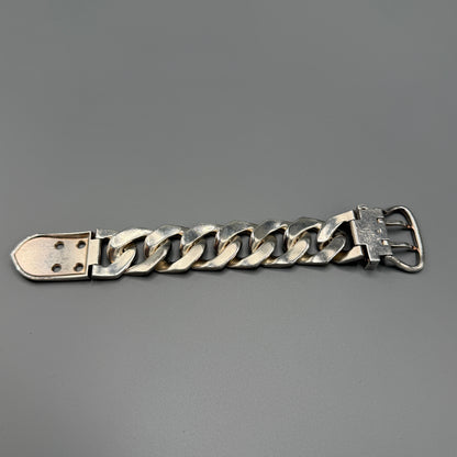 Estate Hermes Bookle Serie TGM Curb Chain Belt Clasp Bracelet