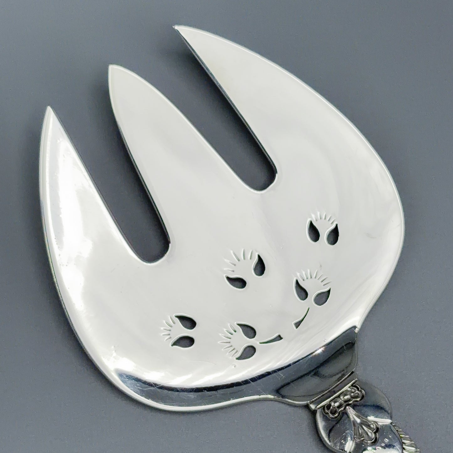 Estate Georg Jensen Sterling Silver "Cactus" Pattern Pierced Pastry Server
