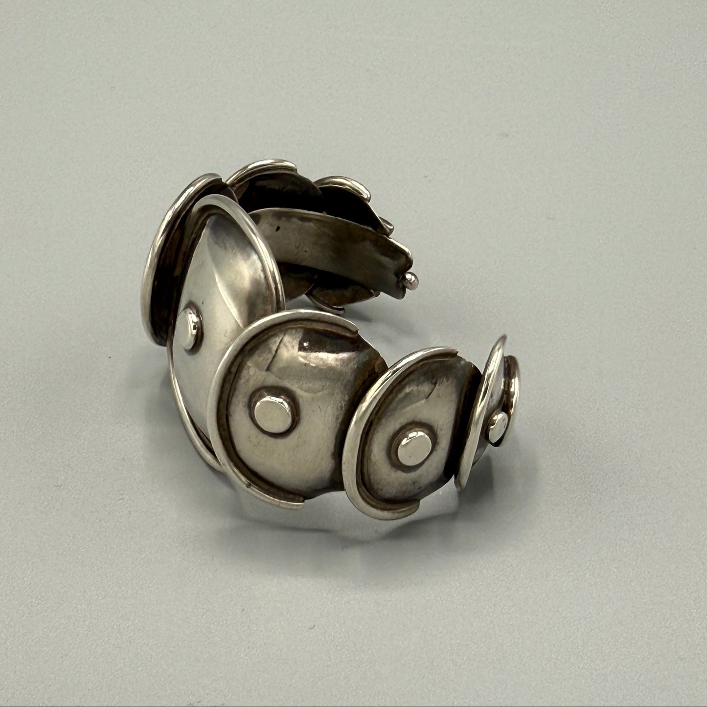 Estate Taxco Mexico Manuel Altamirano Sterling Silver Armadillo Cuff Bracelet