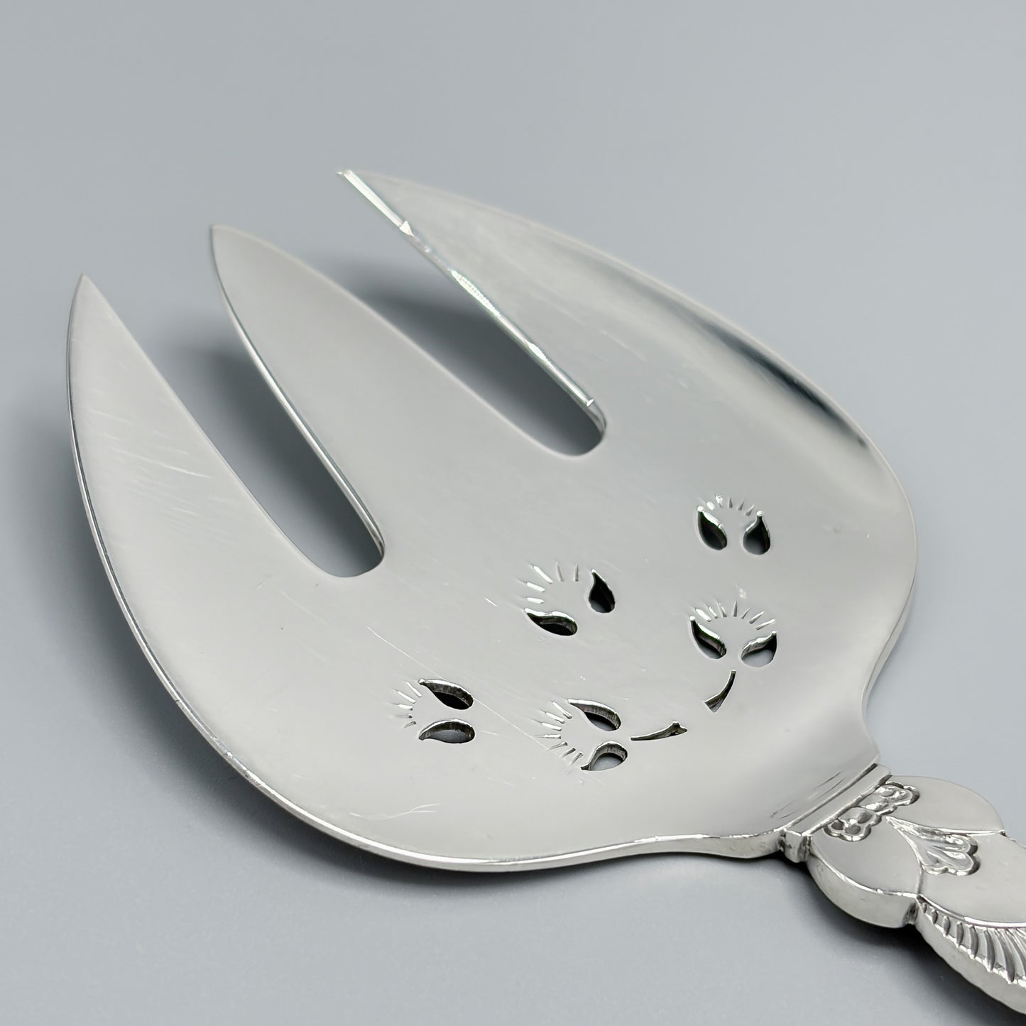Estate Georg Jensen Sterling Silver "Cactus" Pattern Pierced Pastry Server