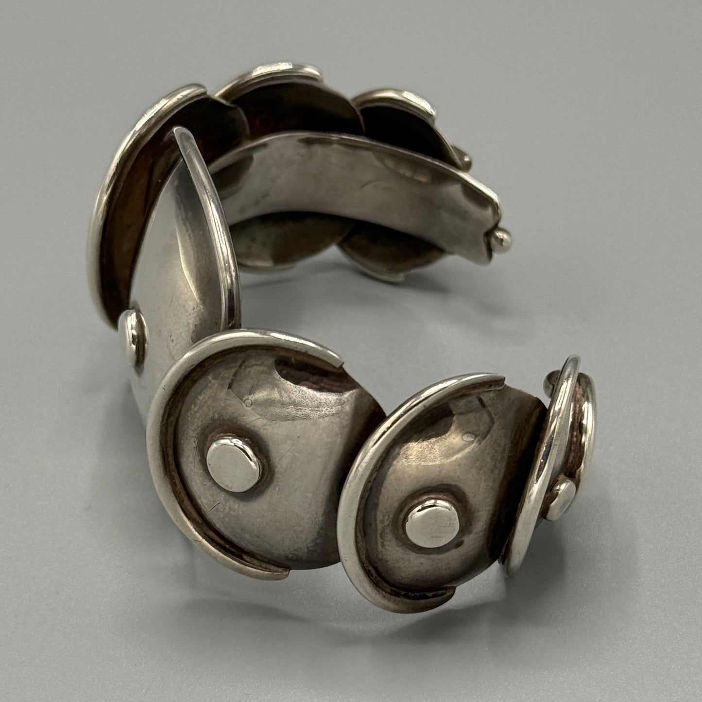 Estate Taxco Mexico Manuel Altamirano Sterling Silver Armadillo Cuff Bracelet