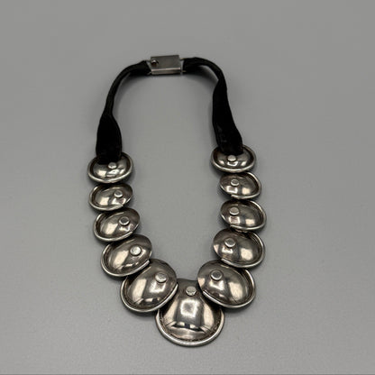 Estate Taxco Mexico Manuel Altamirano Sterling Silver on Velvet Armadillo Necklace