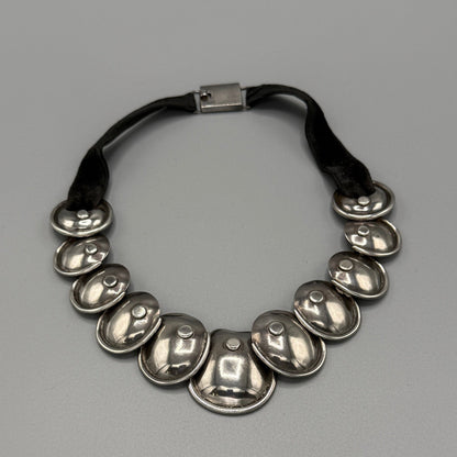 Estate Taxco Mexico Manuel Altamirano Sterling Silver on Velvet Armadillo Necklace