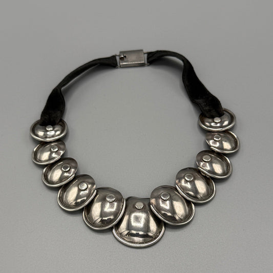 Estate Taxco Mexico Manuel Altamirano Sterling Silver on Velvet Armadillo Necklace