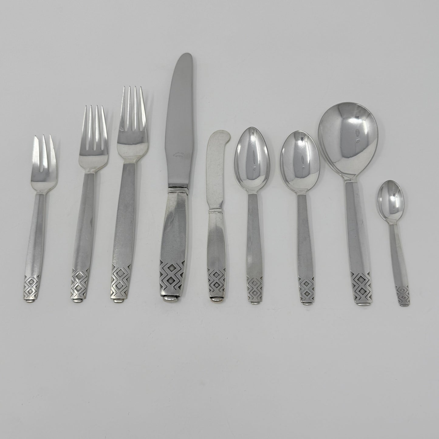 Estate Sterling Silver "Mayan" by Georg Jensen Service of 12