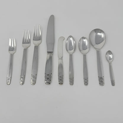 Estate Sterling Silver "Mayan" by Georg Jensen Service of 12