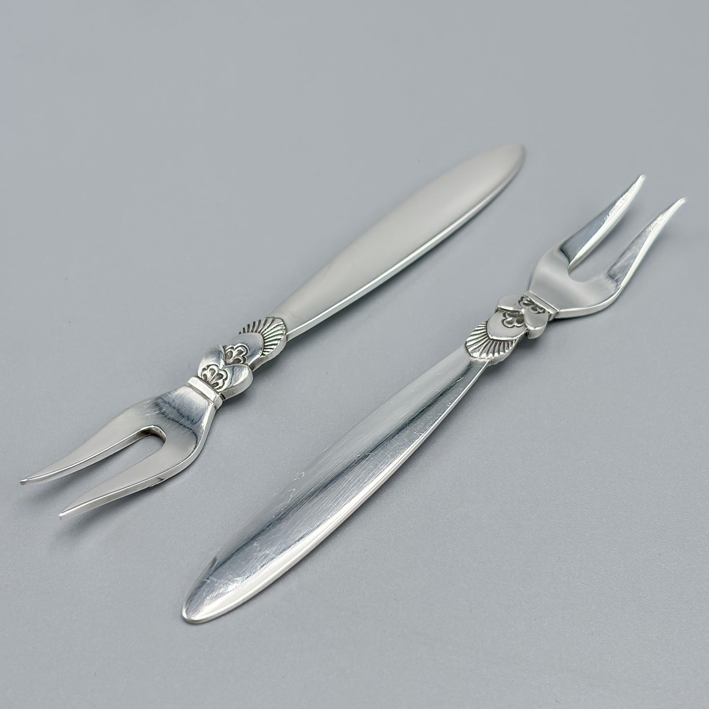 Estate Georg Jensen "Cactus" Pattern Hors d'Oeuvres Forks