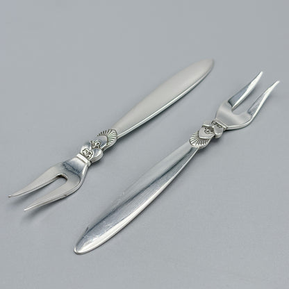 Estate Georg Jensen "Cactus" Pattern Hors d'Oeuvres Forks