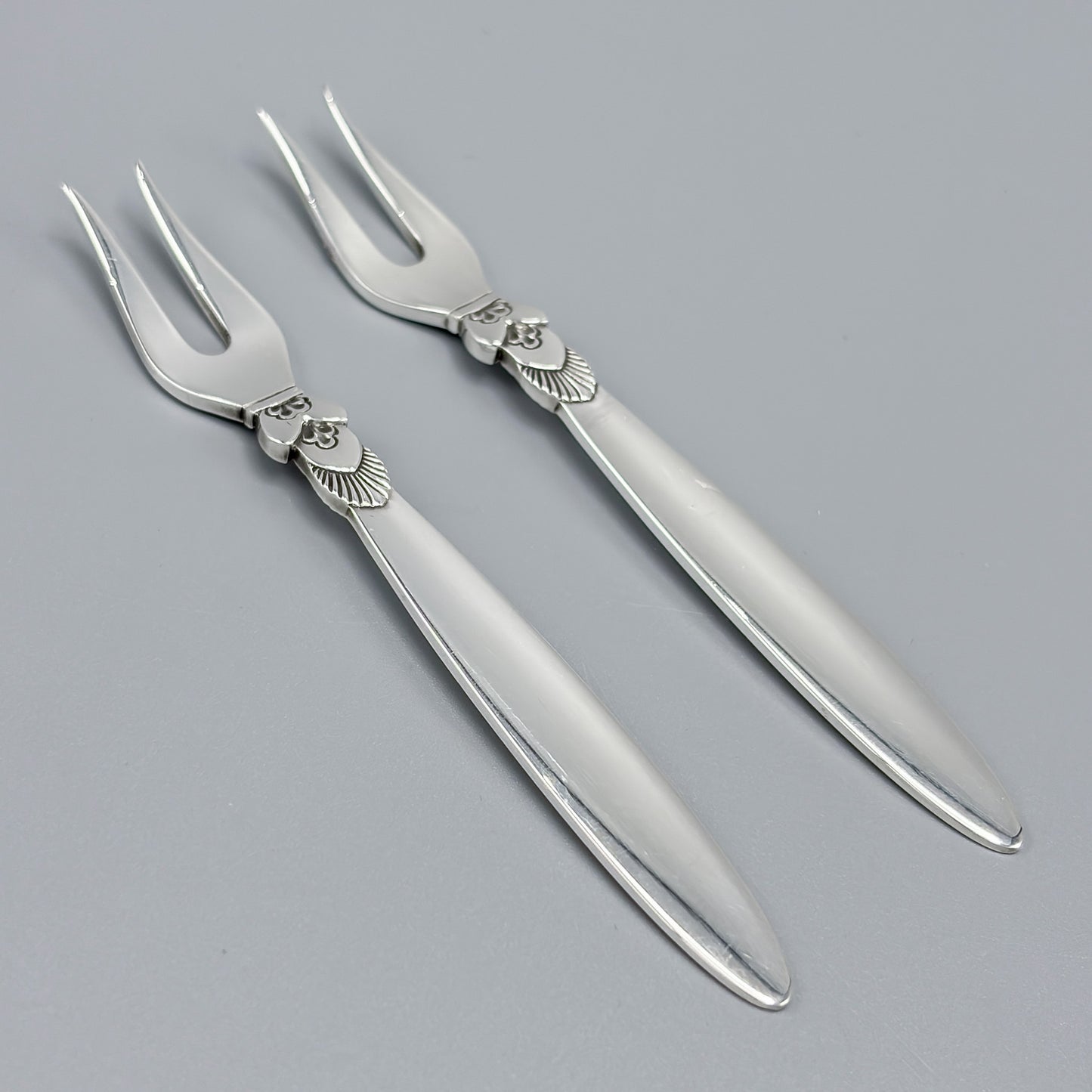 Estate Georg Jensen "Cactus" Pattern Hors d'Oeuvres Forks